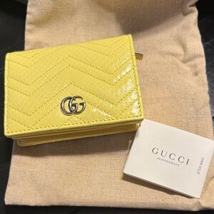 Gucci Python GG Marmont Compact Wallet- Yellow